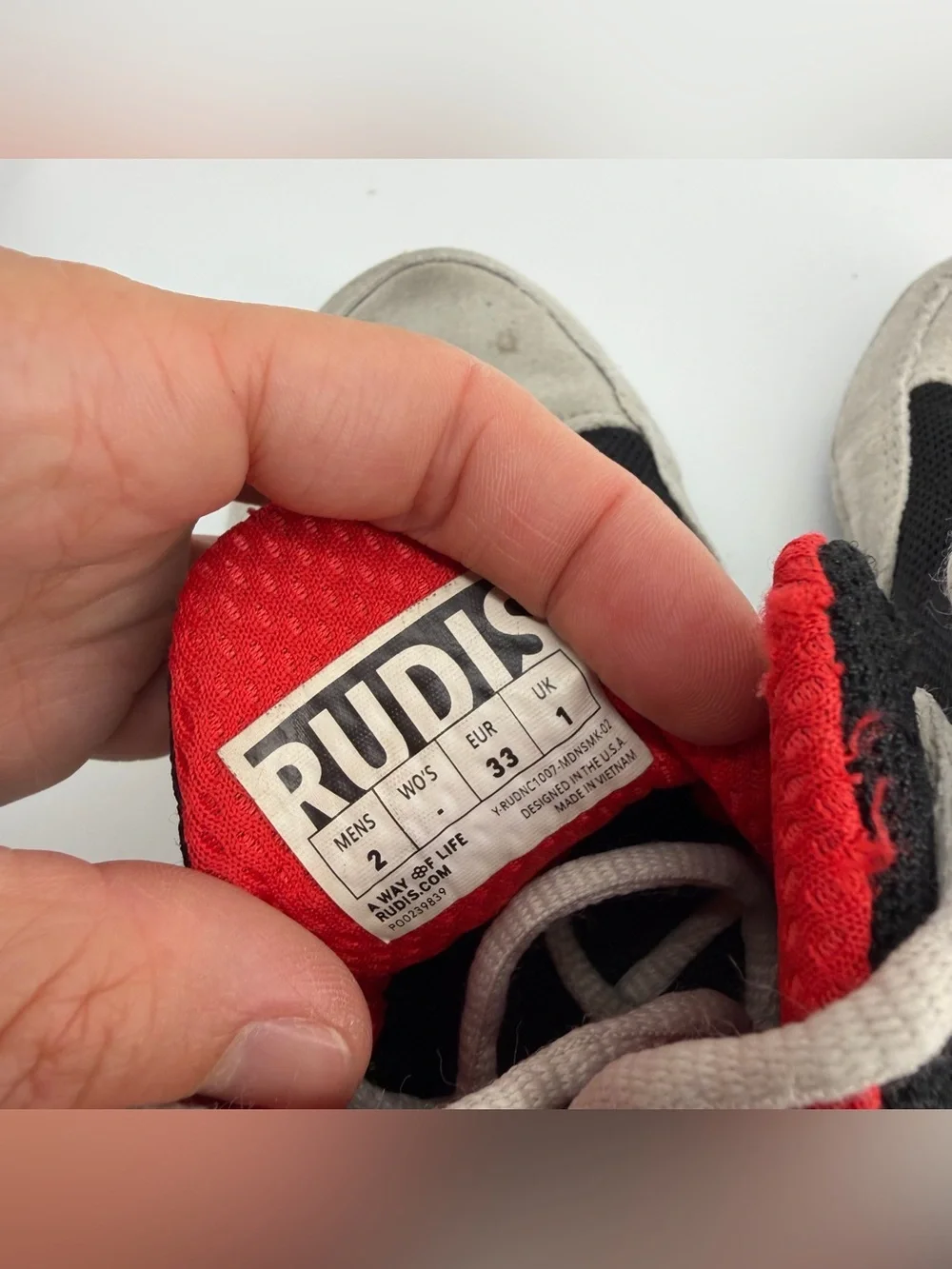 RUDIS Youth Boys Wrestling Shoes Black Grey Red Size 2 Y2 Sneakers